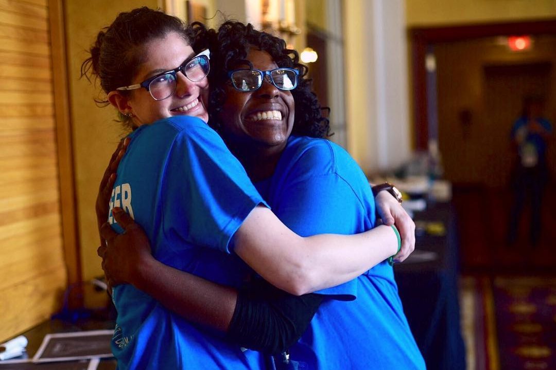 Big smiles from four-year volunteer Leslie Shaip as she hugs Jamila Davenport, Hospitality Suite coordinator!


"I always joke that it's summer camp in April because I only see these people once a year at Full Frame. But every year we pick up like it's only been a week, and just...the camaraderie!"